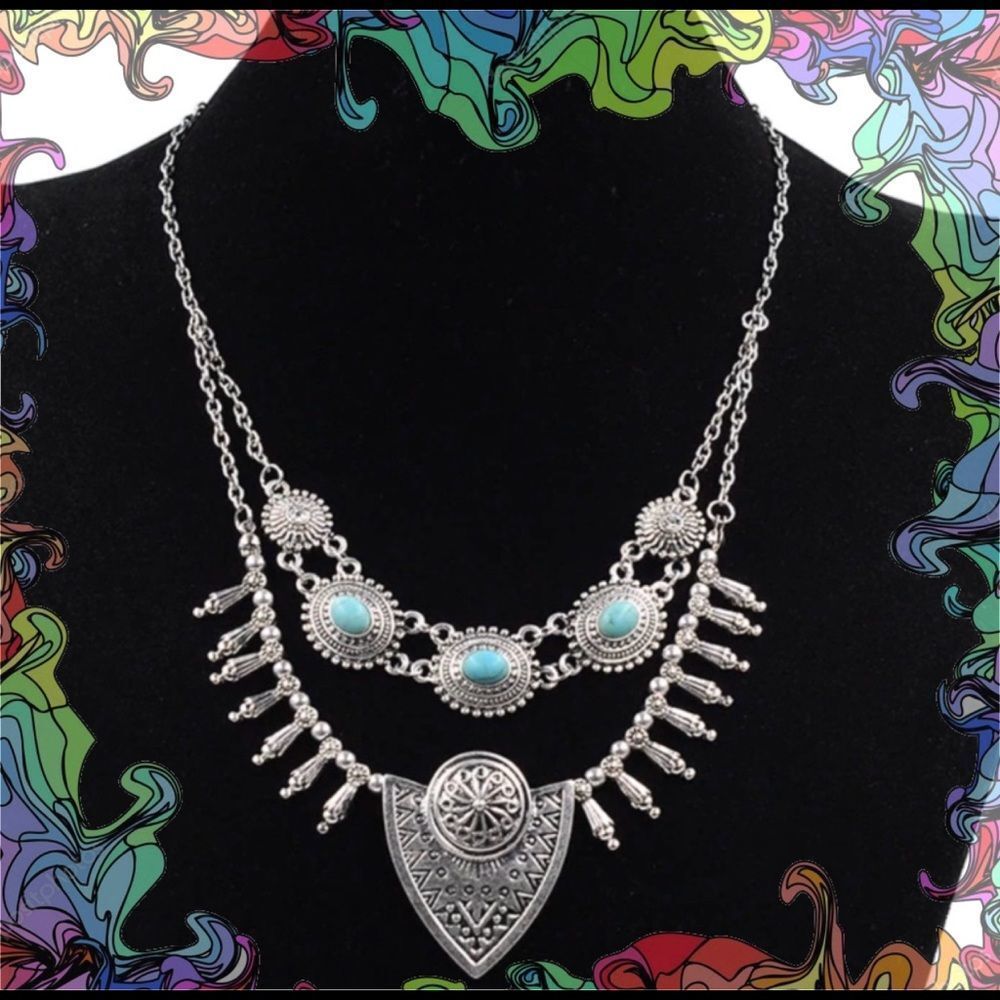 Bohemian Gypsy Tribal Silver Head Turning Necklace